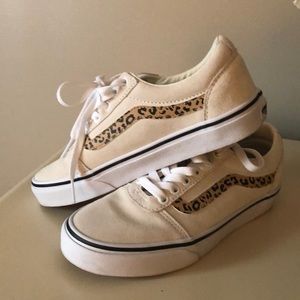 Vans cream suede and leopard 6.5